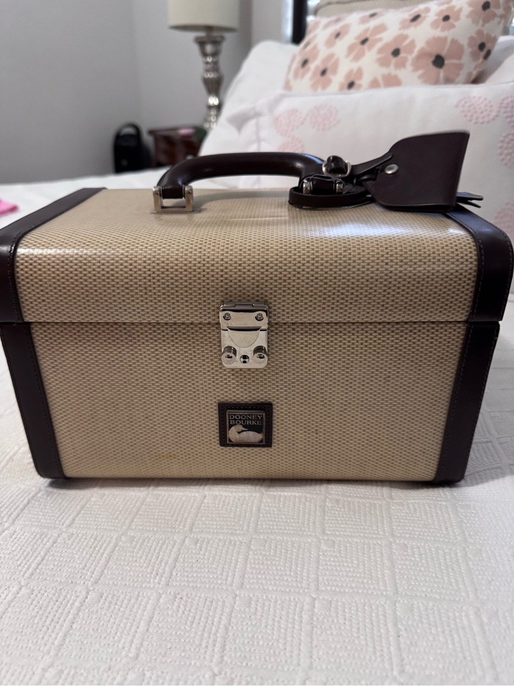 Dooney & Bourke Tan and Dark Brown Train Case Toiletry Bag
